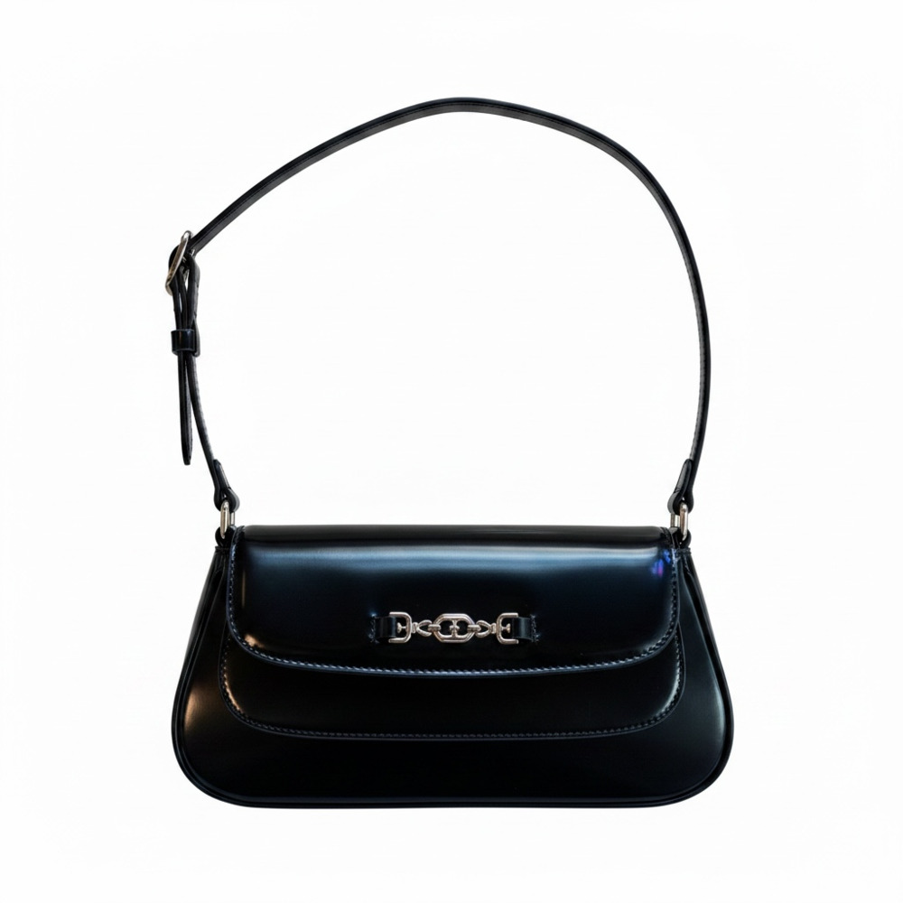 Sam Edelman Loraine Glossy Black Patent Shoulder Bag